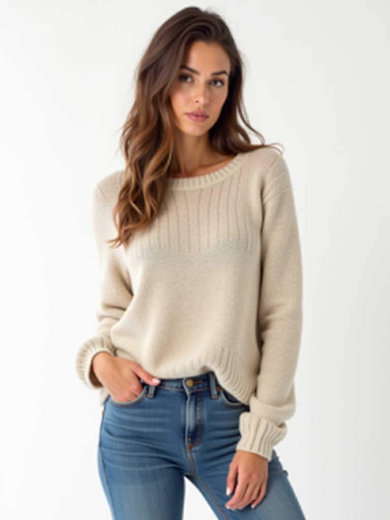 Pull manches longues pieds de poule